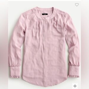 NWOT J. Crew Drapey Band Collar Blouse with Ruffle Cuffs in Dried Violet sz M